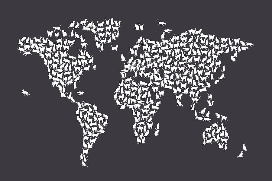 Cats Map of the World Map #11 Digital Art by Michael Tompsett