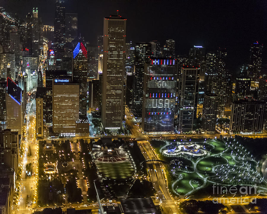 Chicago Night Skyline Aerial Photo #11 Photograph by David Oppenheimer