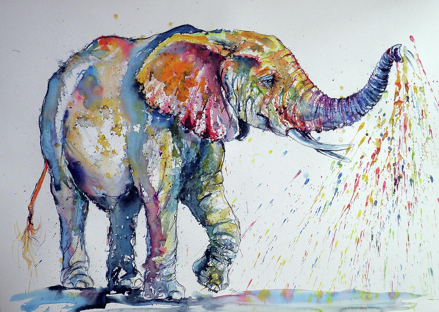 Colorful elephant #11 Painting by Kovacs Anna Brigitta