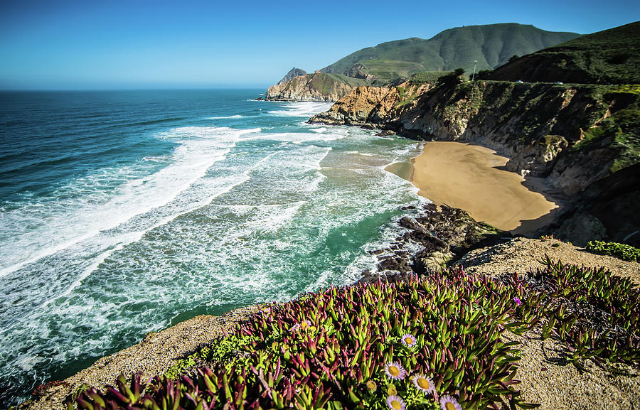 Devils Slide sheer cliffs and pacific coast in San Mateo County #11 Photograph by Alex Grichenko