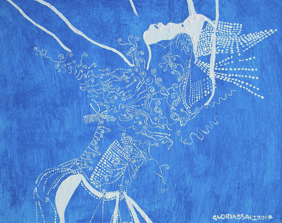 Dinka in Blue South Sudan #11 Painting by Gloria Ssali