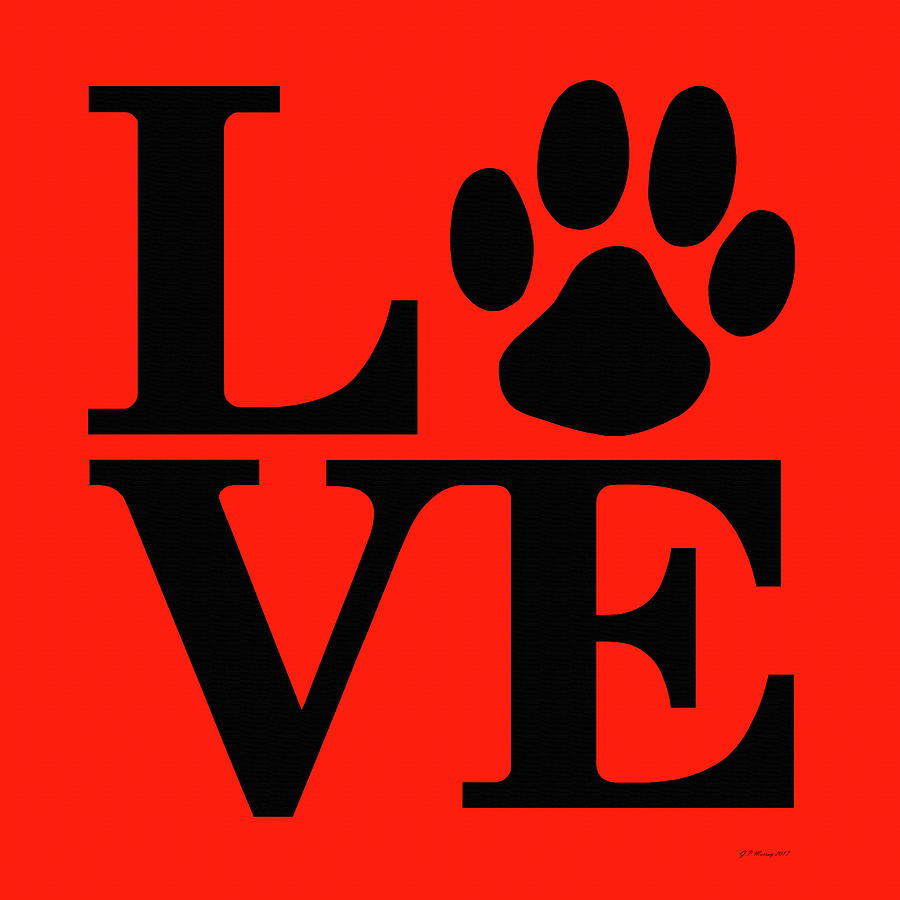 Dog Paw Love Sign #11 Digital Art by Gregory Murray