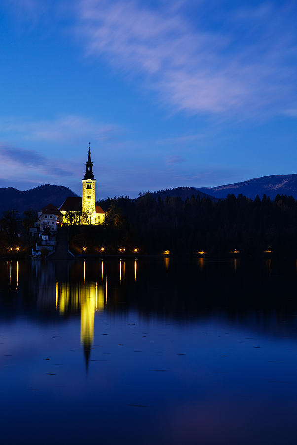Mountain Photograph - Dusk over Lake Bled #11 by Ian Middleton