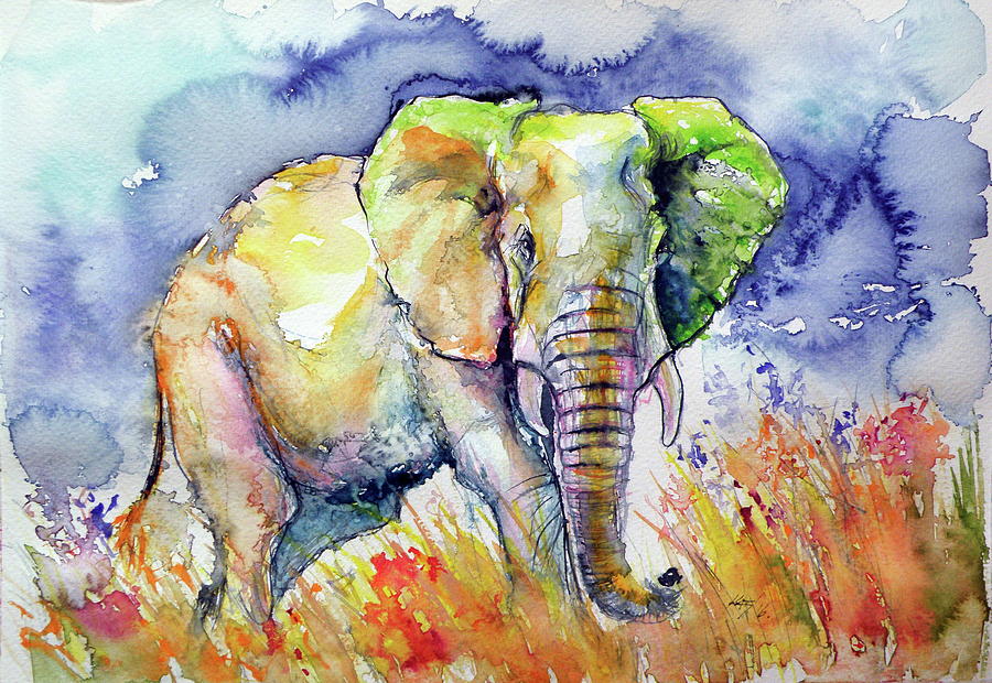 Elephant #11 Painting by Kovacs Anna Brigitta