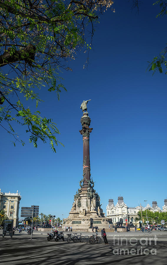 Famous Columbus Monument Landmark In Central Barcelona Spain #11 Photograph by JM Travel Photography