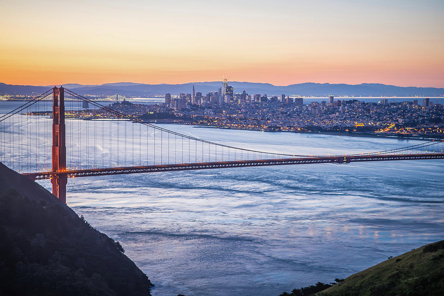 Golden Gate Bridge In San Francisco At Sunrise #11 Photograph by Alex Grichenko