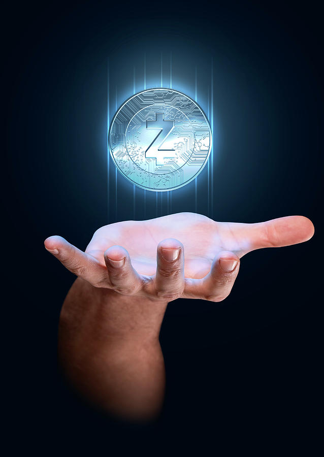 Coin Digital Art - Hand With Cryptocurrency Hologram #11 by Allan Swart