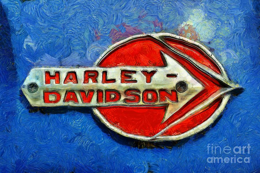 Harley-Davidson badge #2 Painting by George Atsametakis
