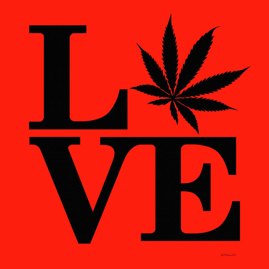 Marijuana Leaf Love Sign #11 Digital Art by Gregory Murray