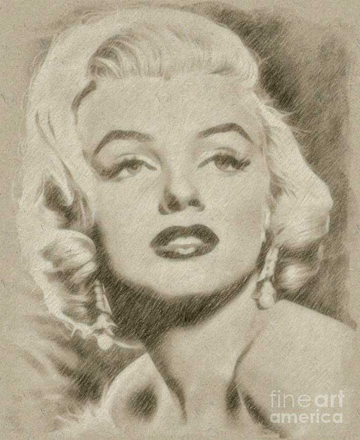 Chitty Drawing - Marilyn Monroe Vintage Hollywood Actress #11 by Esoterica Art Agency