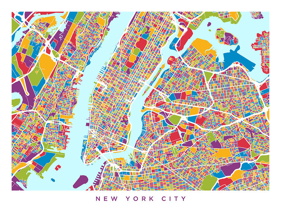 New York City Street Map #11 Digital Art by Michael Tompsett