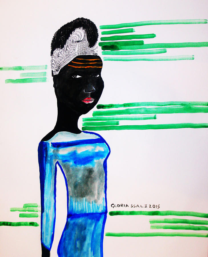 Nuer Lady - South Sudan #11 Painting by Gloria Ssali