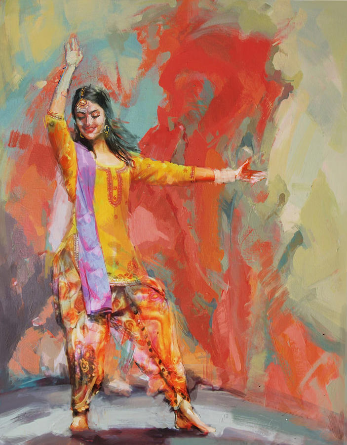 Music Painting - 11 pakistan folk Punjab by Maryam Mughal 
