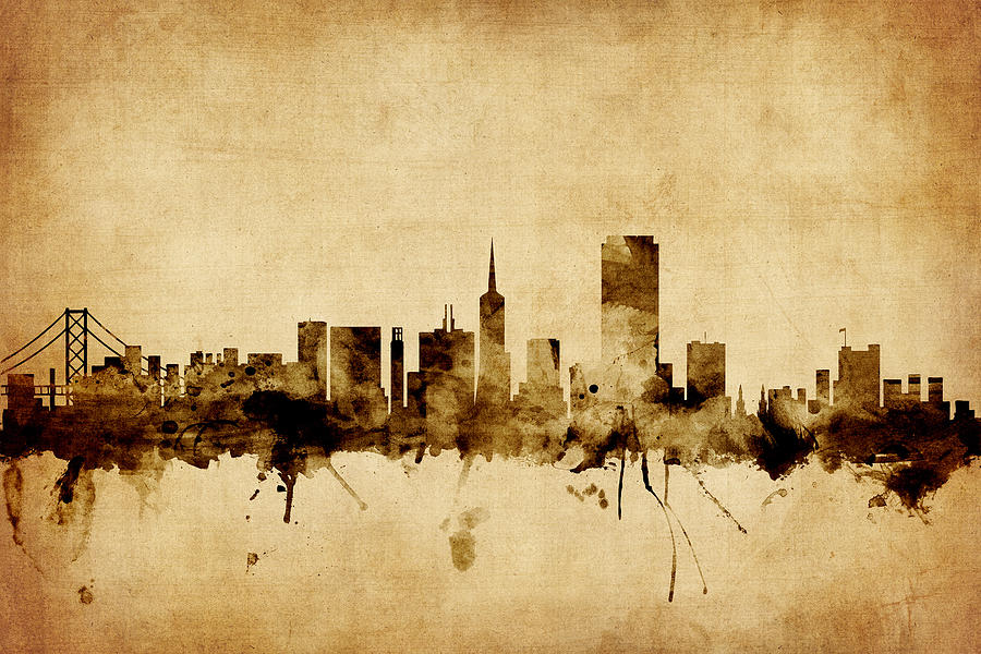 San Francisco City Skyline #11 Digital Art by Michael Tompsett