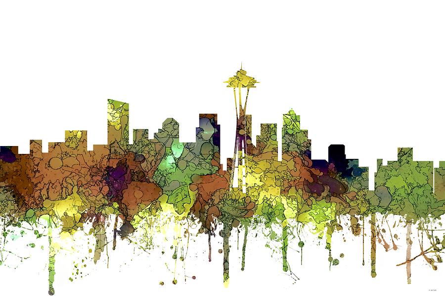 Seattle Washington Skyline #11 Digital Art by Marlene Watson