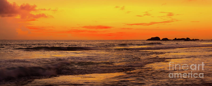 Sunset Over The Sea. Panorama Photograph