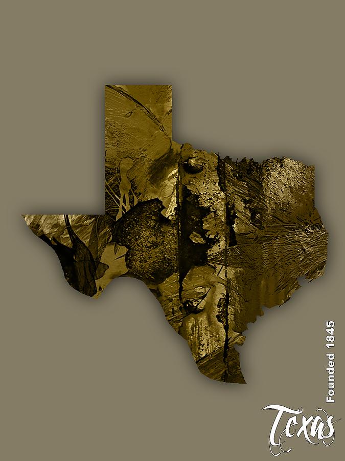 Texas State Map Collection #11 Mixed Media by Marvin Blaine
