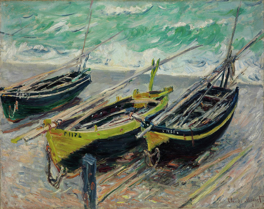 Claude Monet Painting - Three Fishing Boats #11 by Claude Monet