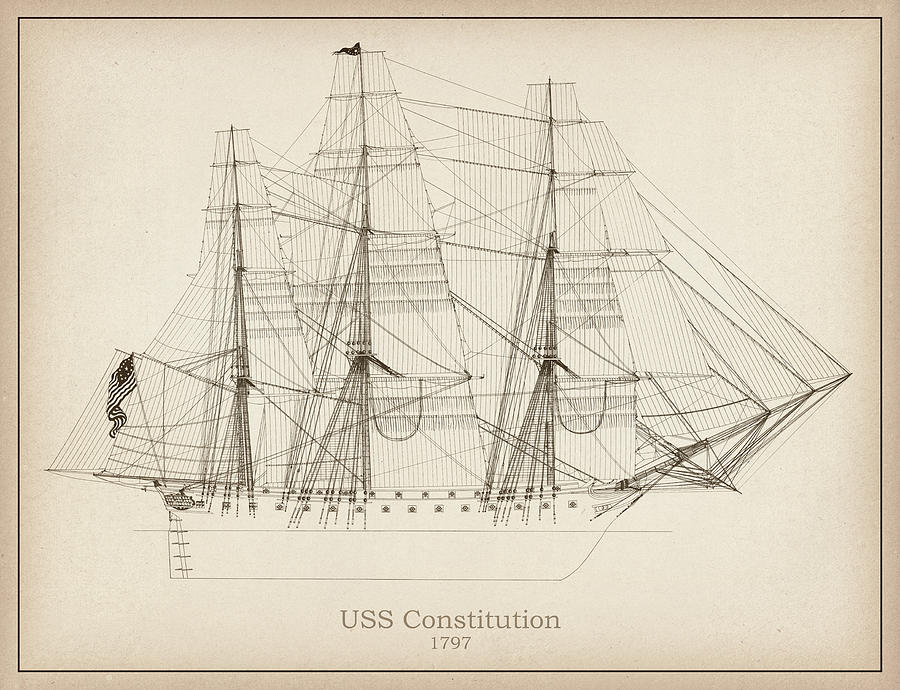 USS constitution ship plans Drawing by StockPhotosArt Com - Fine Art ...