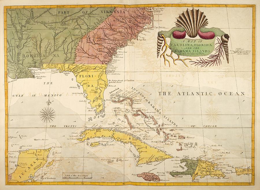 Vintage Map of The Caribbean Drawing by CartographyAssociates