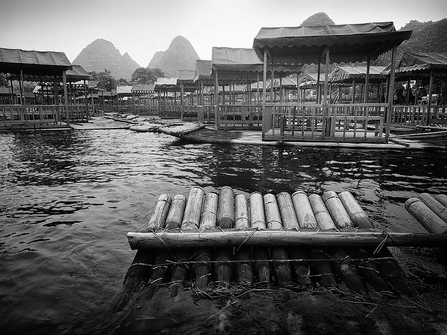 Yulong River drifting -ArtToPan- China Guilin scenery-Black and white photograph #11 Photograph by Artto Pan