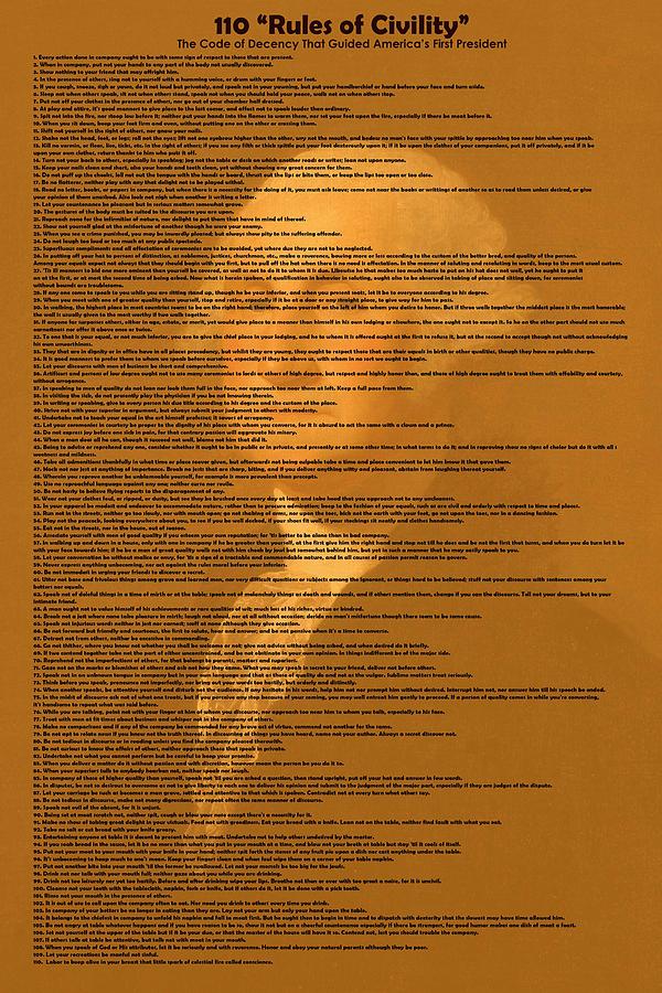 110 Rules of Civility -The Code of Decency That Guided America s First President v5 Painting by Celestial Images