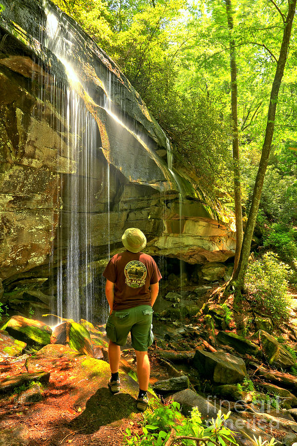 Waterfall Photograph - Pisgah National Forest Hiker by Adam Jewell