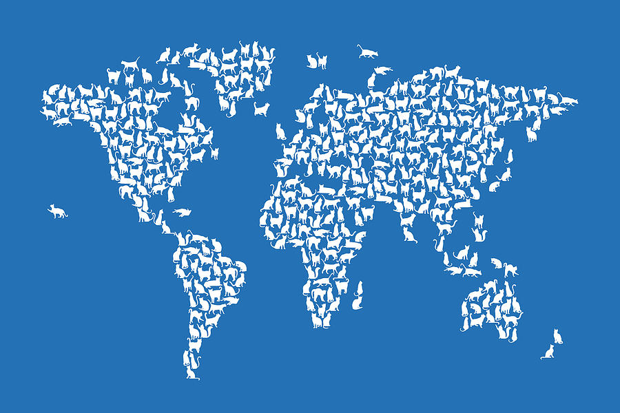 Cats Map of the World Map #12 Digital Art by Michael Tompsett