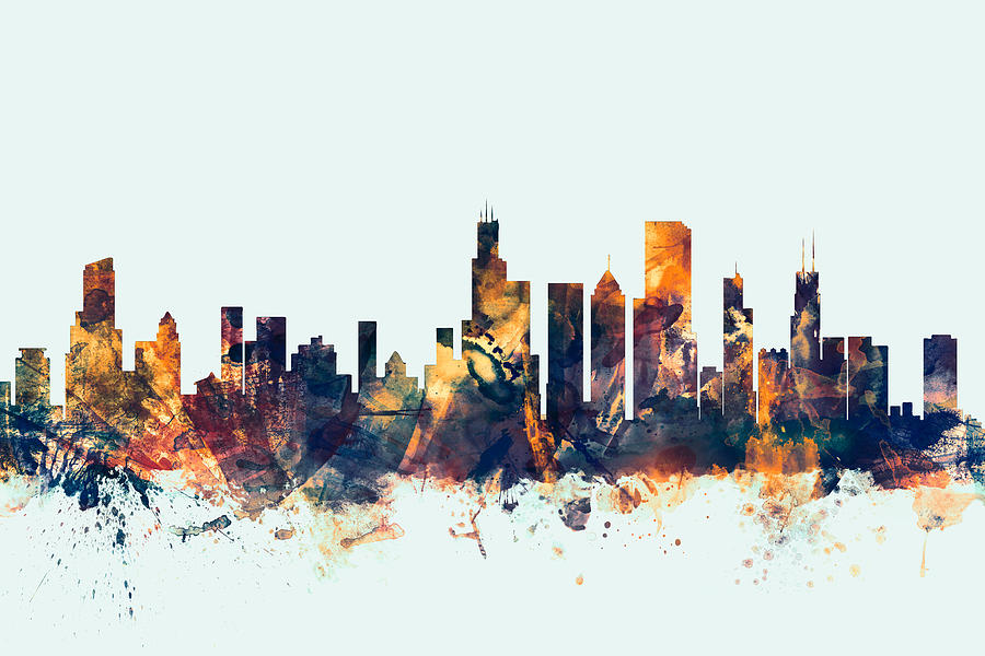 Chicago Illinois Skyline Digital Art by Michael Tompsett