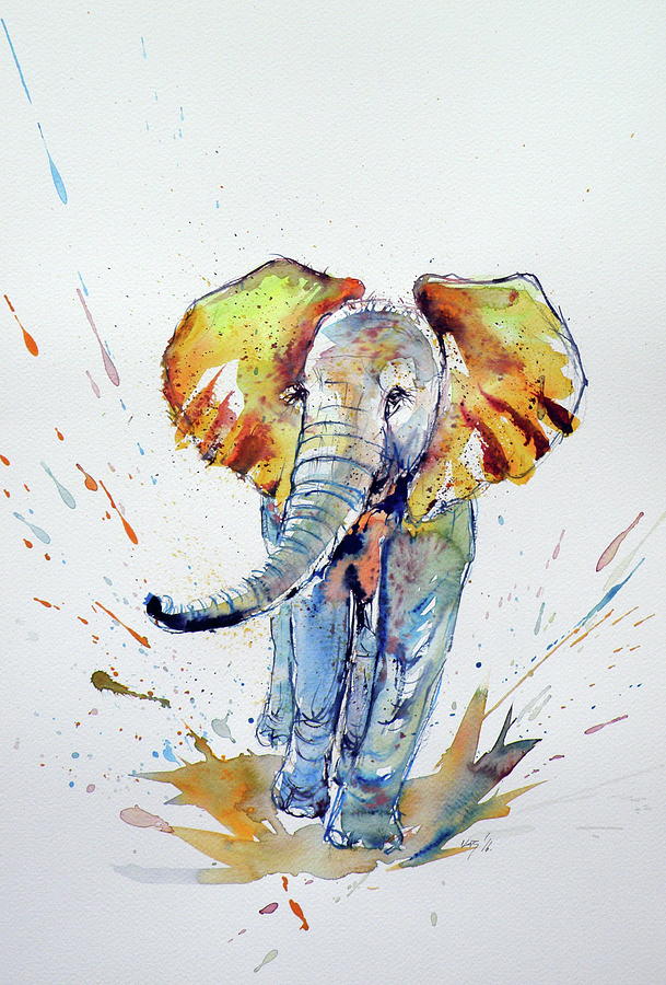 Colorful elephant #12 Painting by Kovacs Anna Brigitta