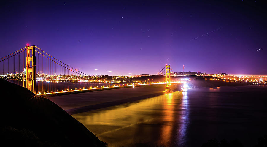 Golden Gte Bridge In San Francisco At Night #12 Photograph by Alex Grichenko