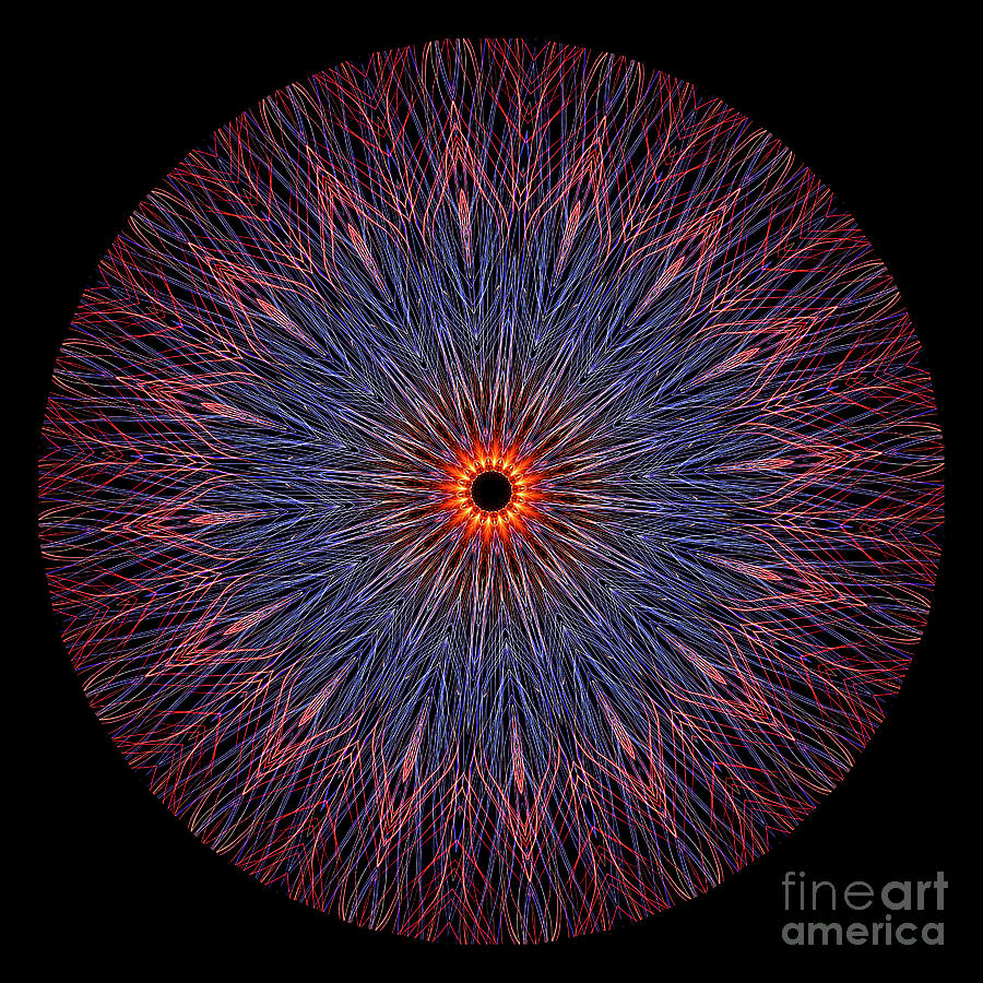 Abstract Digital Art - Kaleidoscope Image Created from Light Trails #12 by Amy Cicconi