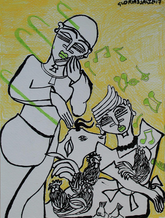 Kintu and Nambi The Folktale #12 Painting by Gloria Ssali