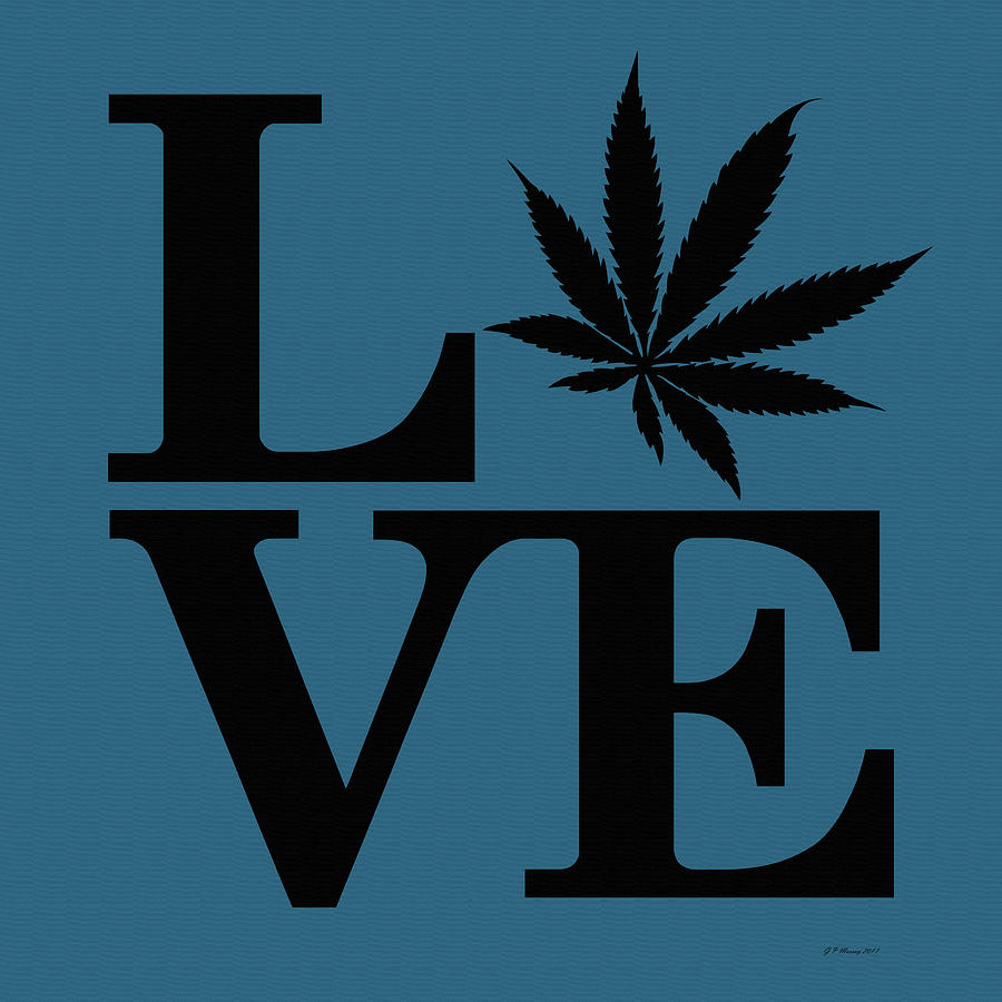 Marijuana Leaf Love Sign #12 Digital Art by Gregory Murray