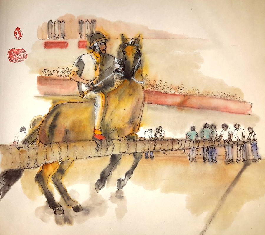 Siena and their Palio album #12 Painting by Debbi Saccomanno Chan
