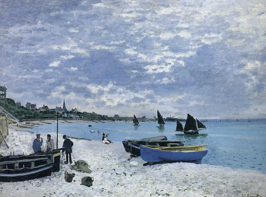Claude Monet Painting - The Beach At Sainte Adresse   #12 by Claude Monet