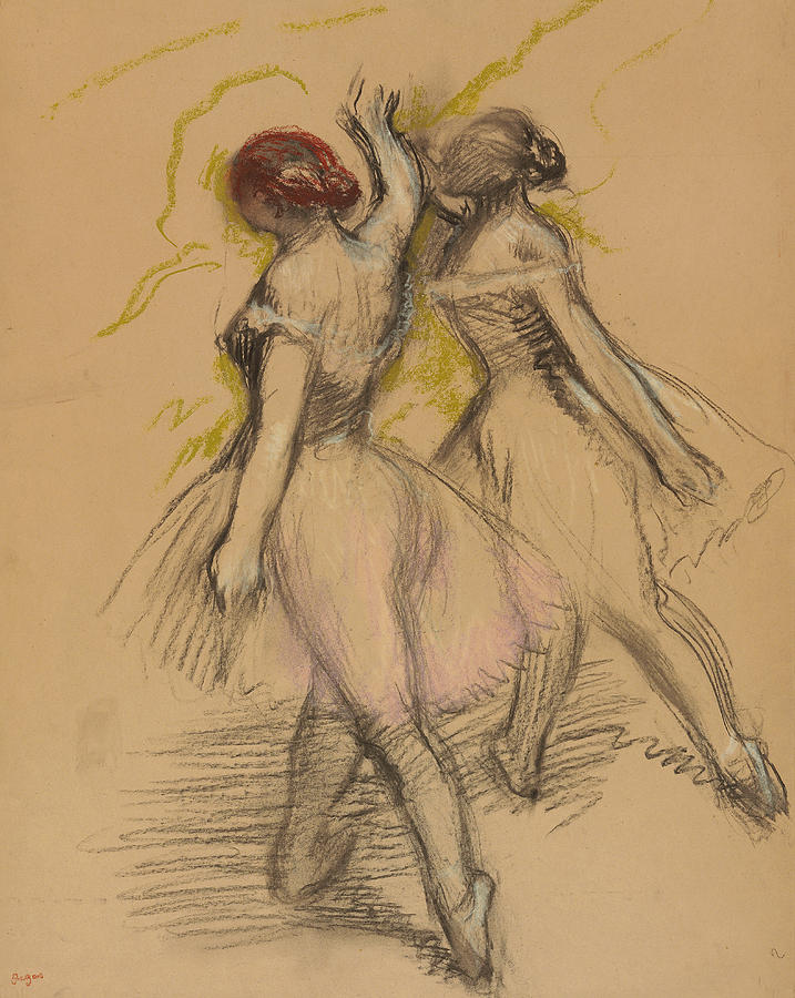 Edgar Degas Drawing - Two Dancers by Edgar Degas