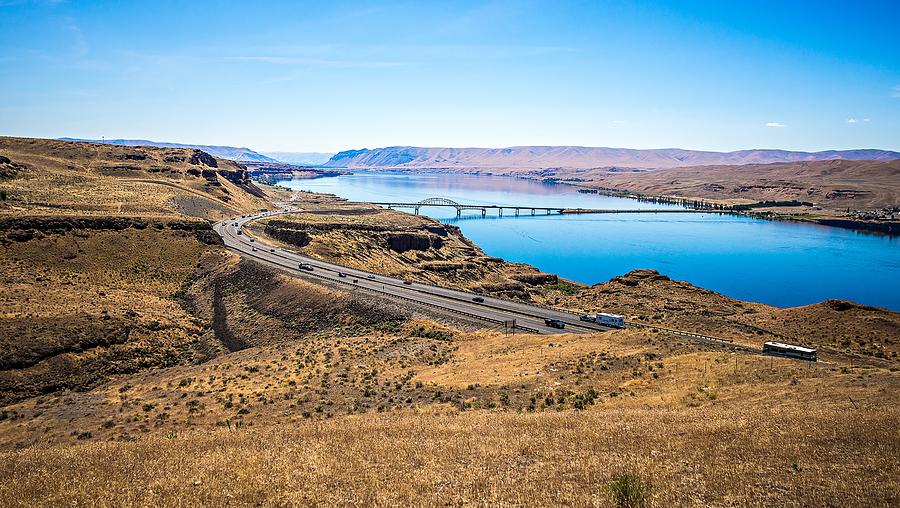 Wanapum Lake Colombia River Wild Horses Monument and canyons #12 Photograph by Alex Grichenko