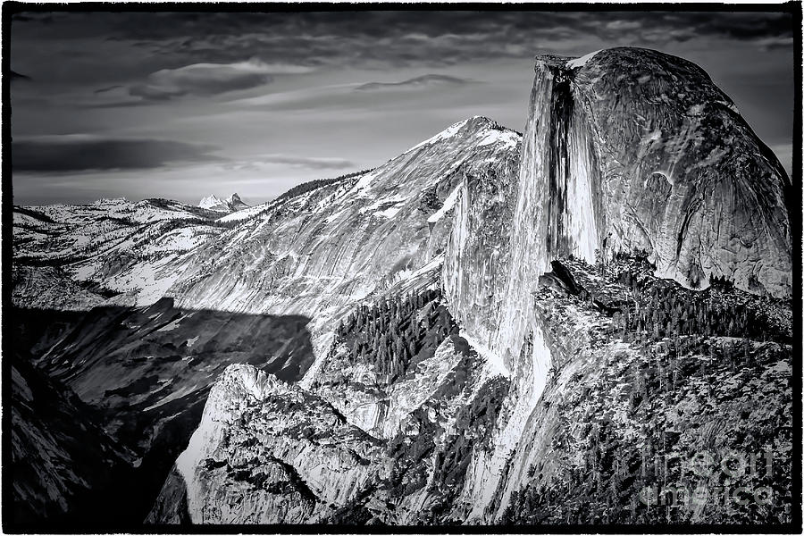1206 Half Dome from Glacier Point Black and White Photograph by Steve Sturgill
