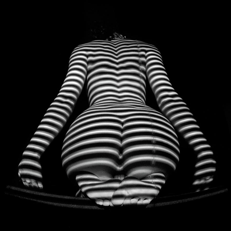 0043-DJA Abstract Fine Art Nude Black White Zebra Striped
