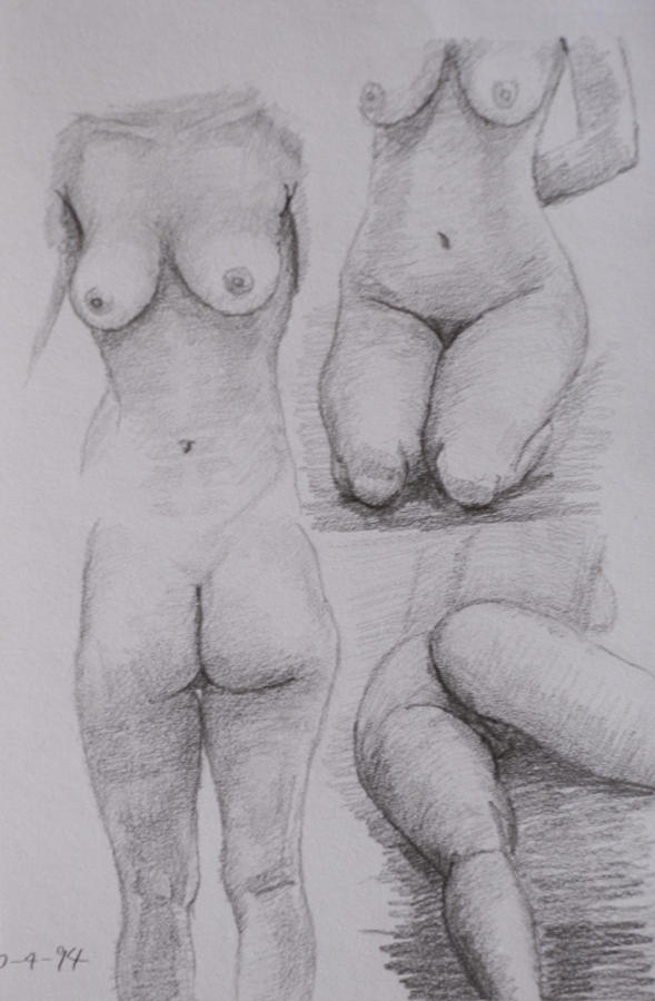 Nude study #126 Drawing by Masami Iida