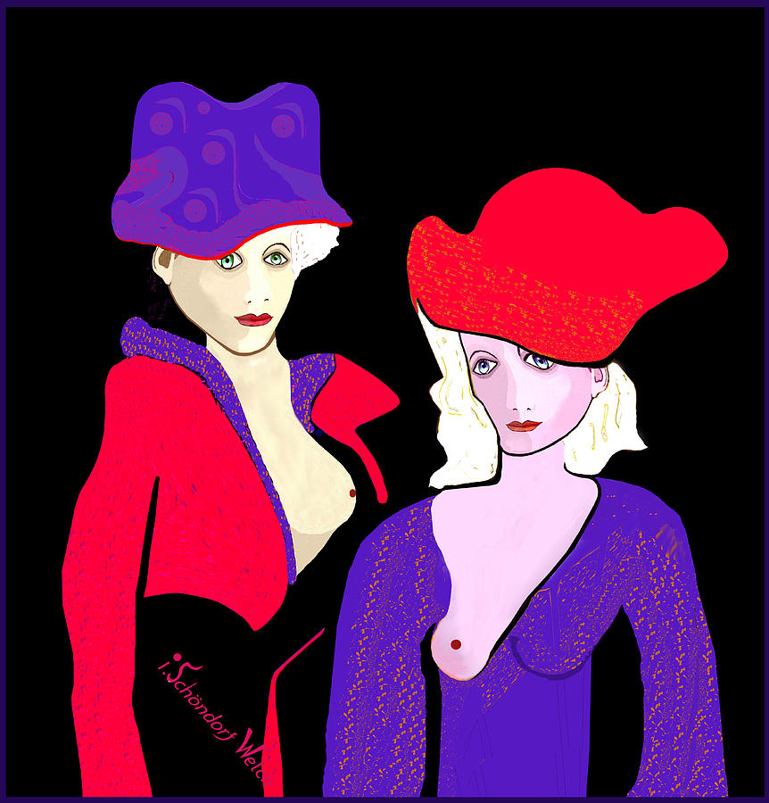 1267 - Two Nice Hats 2017 Digital Art by Irmgard Schoendorf Welch