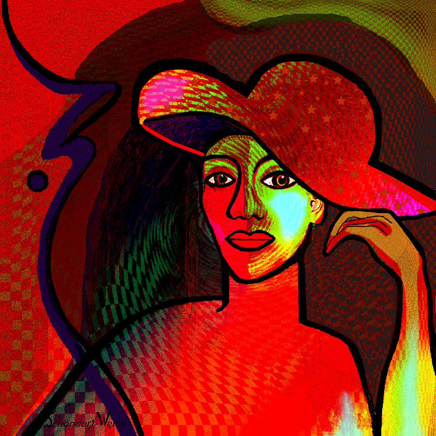 1286 Painting - 1286 A red hat  by Irmgard Schoendorf Welch
