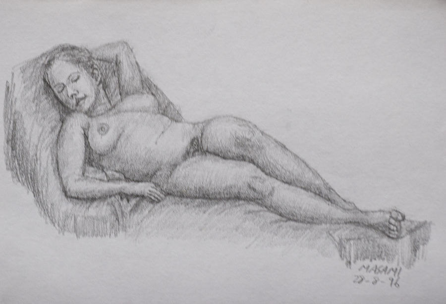 Nude study #129 Drawing by Masami Iida