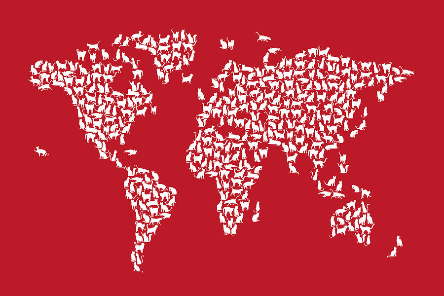 Cats Map of the World Map #13 Digital Art by Michael Tompsett