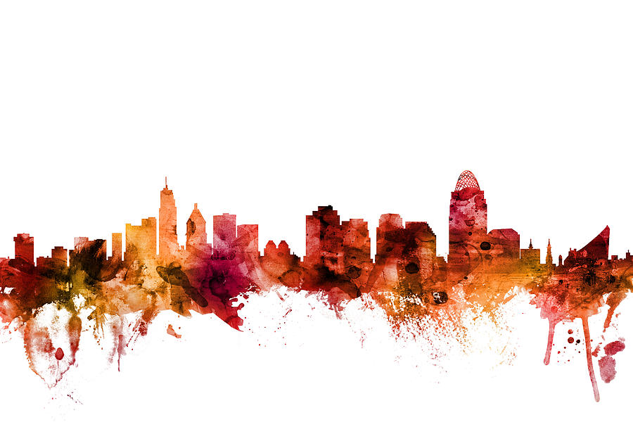 Cincinnati Digital Art - Cincinnati Ohio Skyline #13 by Michael Tompsett