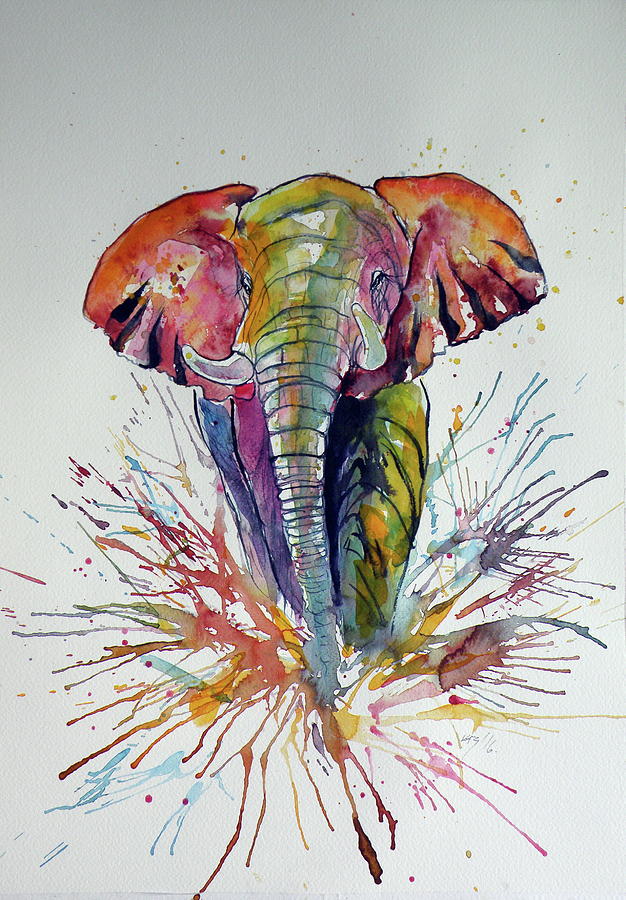 Colorful elephant #14 Painting by Kovacs Anna Brigitta