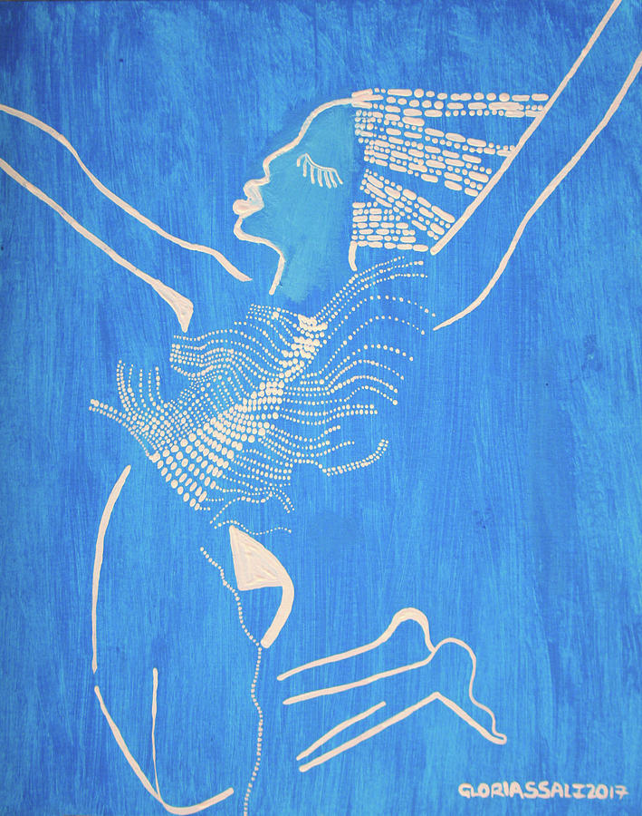 Dinka in Blue - South Sudan #13 Painting by Gloria Ssali