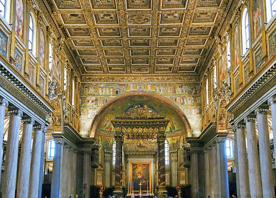 Interior View Of The Basilica di Santa Maria Maggiore In Rome Italy #13 Photograph by Rick Rosenshein