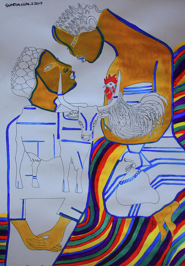 Kintu and Nambi A Ugandan Folktale #13 Painting by Gloria Ssali